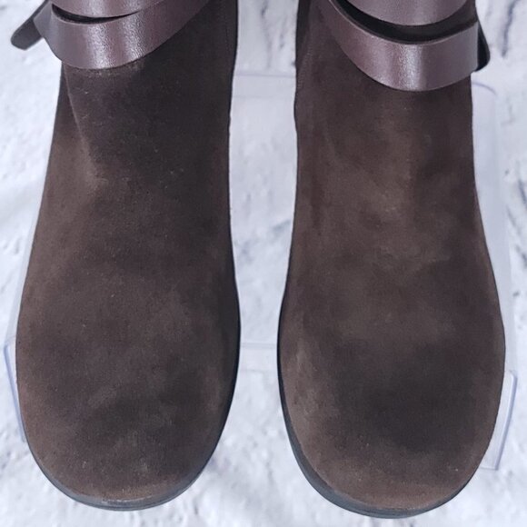 Array Brandy Womens Sz 10 Brown Suede Leather Ankle Boot Booties Classy Chic - Picture 4 of 11